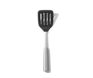 OXO Steel Espátula Flexible de Silicona: Espátula Antigolpes Resistente al Calor para Utensilios Anti-Adherentes + Cabeza Flexible para Alimentos Frágiles