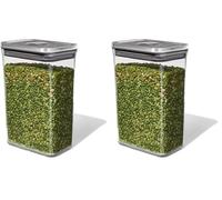 OXO SteeL Recipiente para alimentos de acero rectangular mediano, Tarro de cocina hermético para alimentos con tapa de acero inoxidable, Tamaño mediano 2.6 litros (Paquete de 2)