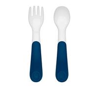 OXO Tot On The Go - Juego de tenedor y cuchara con estuche de viaje, color azul marino