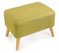 OXOAMP Escabel Reposapiés tapizado con Soporte de Madera Cuadrado, Silla otomana, Taburete, Funda de Tela, 4 Patas y Funda de Lino extraíble (Verde) Cómodo(Grass Green)