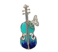 OXOAMP Moda Broche Vintage Azul Violín Broche Alfileres Joyería, Personalizado Instrumento Musical Broches Pin for Mujer Broches y alfileres