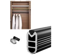 OXOLAMRIN Barra para Colgar Ropa, Barra de Armario aleación Aluminio for Montaje en Pared, 400 kg, Multicolor, Varios tamaños(Black,51cm/20.1in)