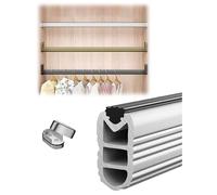 OXOLAMRIN Barra para Colgar Ropa, Barra de Armario Aluminio con Capacidad Carga 400 kg, Multicolor, Varios tamaños(Silver,51cm/20.1in)