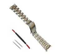 OXOLAMRIN cinturón de metal de acero inoxidable, 18 mm 19 mm 20 mm 21 mm 316L Acero inoxidable Vintage Oyster Extremo curvado Correas de reloj plateadas Bandas Pulsera Fit(Middle Bright Silver,18mm)