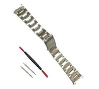 OXOLAMRIN cinturón de metal de acero inoxidable, 18 mm 19 mm 20 mm 21 mm 316L Acero inoxidable Vintage Oyster Extremo curvado Correas de reloj plateadas Bandas Pulsera Fit(Matte Silver,21mm)