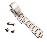 OXOLAMRIN cinturón de metal de acero inoxidable, 19 mm 20 mm 316L Remache de acero inoxidable Tornillos vintage Extremo curvado Correas de reloj de plata ostra Correas Pulsera Fit(20mm)