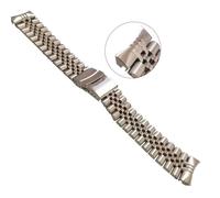 OXOLAMRIN cinturón de metal de acero inoxidable, 22 mm Acero inoxidable macizo Plata MDV 106 107 Extremo curvado Cinco cuentas Correa de reloj Pulsera