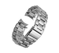 OXOLAMRIN cinturón de metal de acero inoxidable, Ajuste de reemplazo de extremo curvado de pulseras de correa de reloj de acero inoxidable de 22 mm(Silver)
