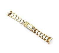OXOLAMRIN cinturón de metal de acero inoxidable, Correa de acero inoxidable de 17mm y 20mm, hebilla plegable de extremo curvo de Metal, accesorios de pulsera de buceo aptos(Gold,17mm)