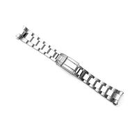 OXOLAMRIN cinturón de metal de acero inoxidable, Correa de acero inoxidable de 17mm y 20mm, hebilla plegable de extremo curvo de Metal, accesorios de pulsera de buceo aptos(Silver,17mm)