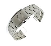 OXOLAMRIN cinturón de metal de acero inoxidable, Correa de acero inoxidable de 20mm y 22mm, pulsera de metal sólido con extremo curvado universal, pulsera con doble cierre(Flat Silver,20mm)