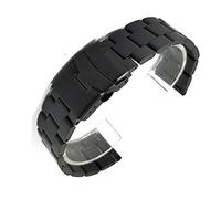 OXOLAMRIN cinturón de metal de acero inoxidable, Correa de acero inoxidable de 20mm y 22mm, pulsera de metal sólido con extremo curvado universal, pulsera con doble cierre(Flat Black,22mm)