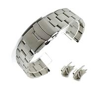 OXOLAMRIN cinturón de metal de acero inoxidable, Correa de acero inoxidable de 20mm y 22mm, pulsera de metal sólido con extremo curvado universal, pulsera con doble cierre(Curved Silver,22mm)