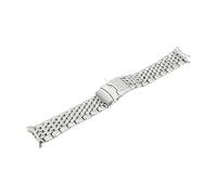 OXOLAMRIN cinturón de metal de acero inoxidable, Correa de reloj con cuentas de arroz, extremo curvado de acero inoxidable 316L plateado, 20MM y 22MM