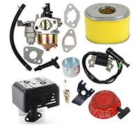 OxoxO Kit de carburador de carburador con filtro de aire bobina de encendido para Honda Gx140 Gx160 Gx200 5.5HP 6.5HP motor partes + sistema de silenciador de escape EX35 con escudo térmico