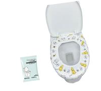 Oxtxuzdm 100 fundas impermeables para asiento de inodoro de un solo uso para público con embalaje fácil de transportar y diseño impreso, funda de asiento no tejida