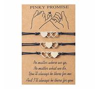 Oxtxuzdm 2/3/4 pulseras de la amistad, corazón hueco a juego, pulsera de línea de cera a juego con tarjeta, pulseras ajustables para hermanas, pulseras de promesa para parejas, amistad, pareja