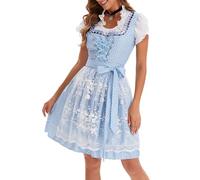 Oxtxuzdm 4 piezas de disfraces alemanes bávaros para Oktoberfest, vestido tirolés, delantal, lazo para Halloween, cerveza, carnaval, fiesta, Oktoberfest, 753870 Azul, L