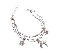 Oxtxuzdm Abalorios hechos a mano con un solo cuerno y estrella de caballo, cadena con cuentas punk, accesorio de joyería para niñas, joyería punk