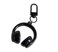 Oxtxuzdm Accesorio creativo para amantes de la música, diseño en forma de auriculares, llavero de tamaño compacto para regalos y llevar a diario, pieza de joyería ligera, Negro, Talla única