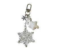 Oxtxuzdm Accesorio de moda llavero con cuentas de copo de nieve hecho a mano inspirado en el invierno para un amigo encantador y práctico para ella