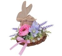 Oxtxuzdm Adorno de madera de liebre de Pascua tallada a mano, figura de animal de madera, decoración navideña para mantel, hogar, mesa de temporada