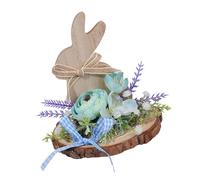 Oxtxuzdm Adorno de madera de liebre de Pascua tallada a mano, figura de animal de madera, decoración navideña para mantel, hogar, mesa de temporada