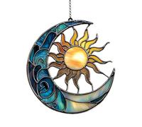 Oxtxuzdm Atrapasueños colgantes de vidrieras para colgar en ventanas, pájaros, girasoles, para puerta, decoración del hogar, atrapasueños de plantas verdes falsas, regalo de vidrieras