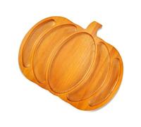 Oxtxuzdm Bandeja de madera con forma de calabaza para servir para fiesta de Halloween, esencial, resistente, apta para alimentos, 2 opciones de tamaño, bandeja de madera para servir Halloween
