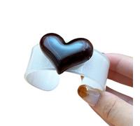 Oxtxuzdm Brazalete Abierto Ajustable De Joyería Acrílica con Corazón Melocotón Y Gelatina para Mujer Accesorios Pulsera Elástica Estética Dopamina