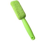 Oxtxuzdm Cepillo de rueda suave, mango corto compacto, agarre ergonómico para llantas profundas, herramienta de limpieza de frenos, cepillo limpiador de ruedas