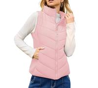 Oxtxuzdm Chaleco de invierno sin mangas para mujer, cuello alto, acolchado, ligero, cálido, con cremallera, ropa exterior sin mangas con cremallera, I, S-XXL