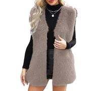 Oxtxuzdm Chaleco sin mangas de forro polar acogedor para mujer, suave, casual, de forro polar, cálido, casual, holgado, sin mangas, chaleco suave, marrón, XXL