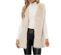 Oxtxuzdm Chaleco sin mangas de forro polar acogedor para mujer, suave, casual, de forro polar, cálido, casual, holgado, sin mangas, chaleco suave, albaricoque, M