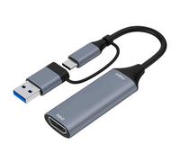 Oxtxuzdm Convertidor de tarjeta de captura de vídeo USB + tipo C a HDTV, tarjeta adaptadora para dispositivo de transmisión en vivo, cable HDTV de aluminio