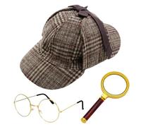 Oxtxuzdm Disfraz de detective que incluye sombrero, gafas, lentes de cristal, disfraz de Halloween para adultos y adolescentes