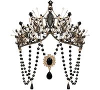 Oxtxuzdm Elegantes diademas de corona de princesa, coronas para el pelo, para cosplay, tocado oscuro para niñas, espectáculos, disfraces, fotografía, corona