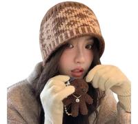 Oxtxuzdm Gorro de punto jacquard para invierno, cálido, patrón rómbico, suéter para mujeres, adolescentes y niñas, uso diario, todo a juego para mujeres y adolescentes, Color Mika, Talla única