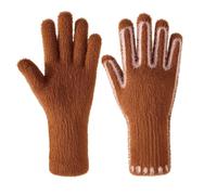 Oxtxuzdm Guantes cálidos de invierno de diseño simple con hilo de imitación cálido, tejido a mano para mujeres y niñas, para exteriores, hilo sintético, café, Talla única
