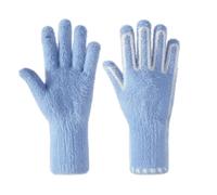 Oxtxuzdm Guantes cálidos de invierno de diseño simple con hilo de imitación cálido, tejido a mano para mujeres y niñas, para exteriores, hilo sintético, azul, Talla única