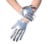Oxtxuzdm Guantes cortos de moda con diseño brillante, guantes de mano punk para mujer, club nocturno, accesorios punk, moda para mujer, plata, Talla única