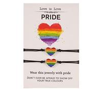 Oxtxuzdm Juego de 2 pulseras minimalistas con diseño de corazón arcoíris para parejas, regalo de amistad, hechas a mano, cuerda trenzada ajustable, arco iris para mujer, talla única, como se describe