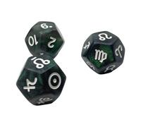 Oxtxuzdm Juego de 3 dados de adivinación con temática brillante de 12 caras diseñados para lecturas precisas de astrología y juego, dados de adivinación con purpurina de tres colores