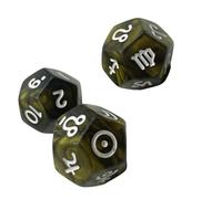 Oxtxuzdm Juego de 3 dados de adivinación con temática brillante de 12 caras diseñados para lecturas precisas de astrología y juego, dados de adivinación con purpurina de tres colores