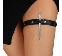 Oxtxuzdm Liga punk para muslos de cuero resistente, ajuste sin costuras para teatro y clubes, liga de pierna de boda, Diferencias entre, Talla única