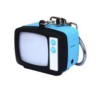Oxtxuzdm Llavero de luz LED con forma de televisión retro con efectos de sonido para visibilidad nocturna e interacciones divertidas, llavero LED de televisores retro, azul, Talla única