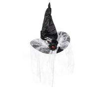 Oxtxuzdm Sombrero de bruja con diseño de encaje vintage místico para fiestas de disfraces de Halloween y eventos de cosplay, sombreros de juego de rol de Halloween
