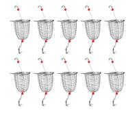 Oxxggkao 10 soportes para cebos de pesca, jaulas de cebo, cesta de alimentador, soporte para señuelos, accesorios de precisión soldados