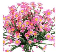 Oxxggkao 12 paquetes de flores artificiales de 7 colores resistentes a los rayos UV, margaritas artificiales para jarrón de interior