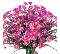Oxxggkao 12 paquetes de flores artificiales de 7 colores resistentes a los rayos UV, margaritas artificiales para jarrón de interior